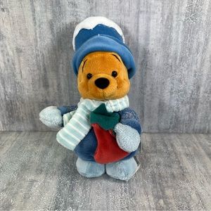 Winnie the Pooh  Snowflake Old  8"  Plush  Disney Bean Bag Christmas Holiday